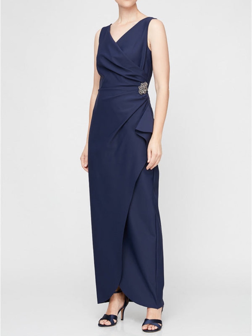 Alex Evenings - Navy‎ Draped Formal Evening Gown